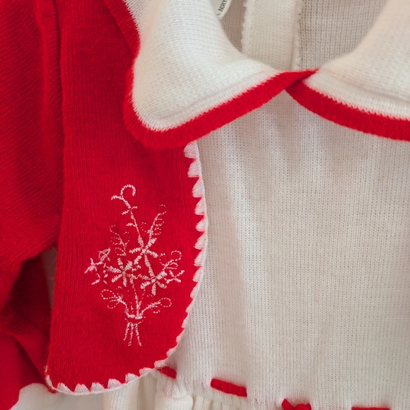 Vintage Baby Red & White Embroidered Dress - Picture 3 of 4